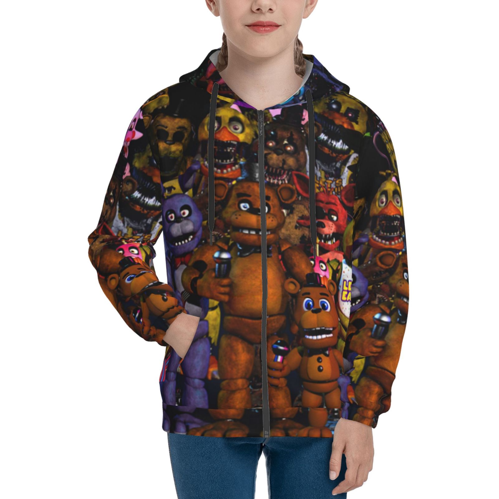 Boys Girls Five Nights At Freddy's Hoodie 3D Print Pullover Hooded Long Sleeve Sweatshirts Tops Blouse with Pocket Small